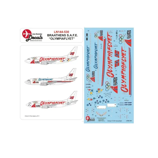Lima November Decals 144-530 1/144 Braathens SAFE B737-505 LN-BRJ Olympiaflyet