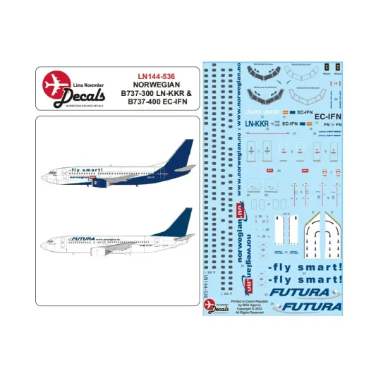 Lima November Decals 144-536 1/144 Norwegian Ln-kkr Slovak Airlines Colours And Ec-ifn Futura