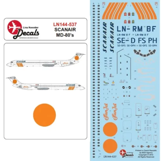Lima November Decals 144-537 1/144 Scanair Md80s With The Famous Cartoons