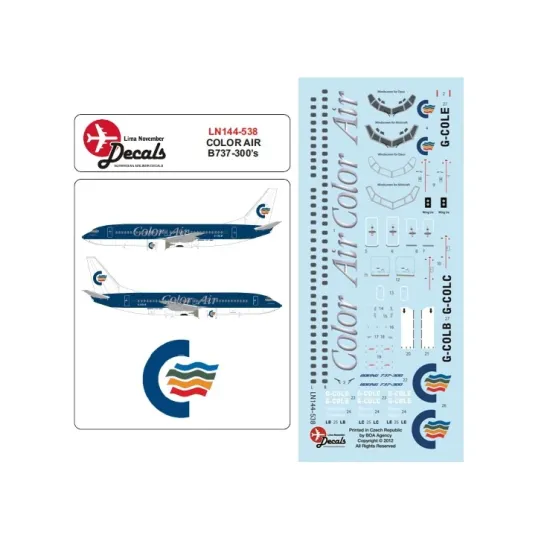 Lima November Decals 144-538 1/144 Color Air B737-300s