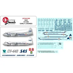 Lima November Decals 144-544 1/144 Sas Convair Cv440 2 Early Schemes