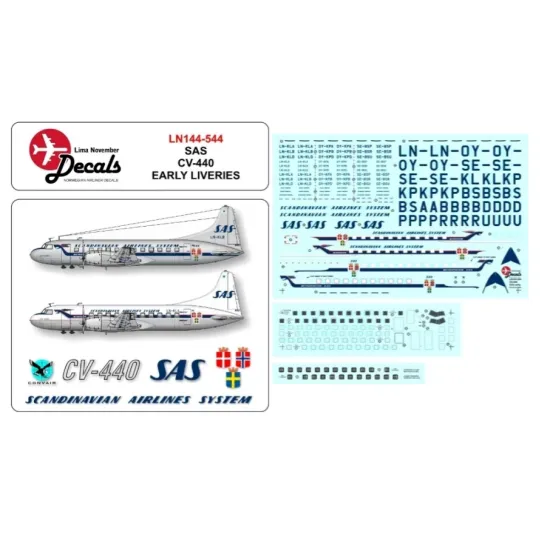 Lima November Decals 144-544 1/144 Sas Convair Cv440 2 Early Schemes