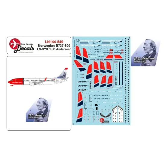 Lima November Decals 144-549 1/144 Norwegian B737-800 Ln-dyd H.c.andersen