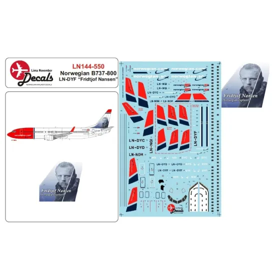 Lima November Decals 144-550 1/144 Norwegian B737-800 Ln-dyf Fridtjof Nansen
