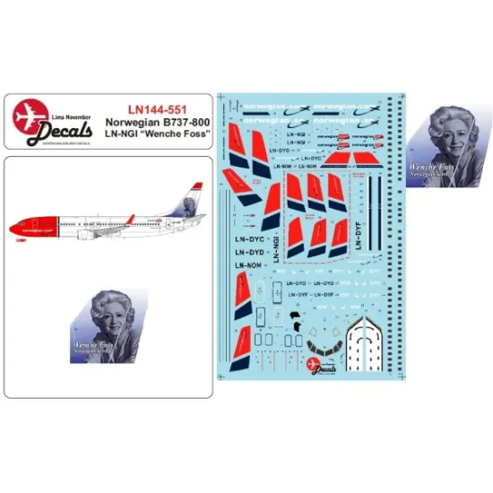 Lima November Decals 144-551 1/144 Norwegian B737-800 Ln-ngi Wenche Foss