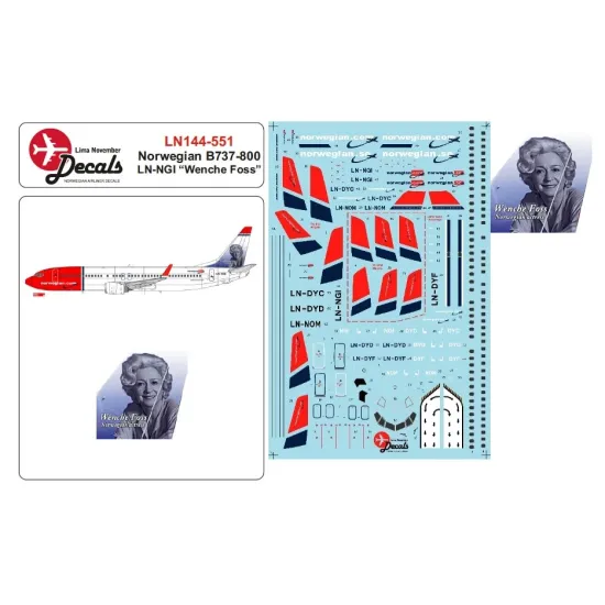 Lima November Decals 144-551 1/144 Norwegian B737-800 Ln-ngi Wenche Foss