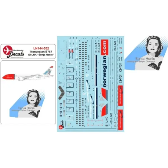 Lima November Decals 144-552 1/144 Norwegian B787 Ei-lna Sonja Henie