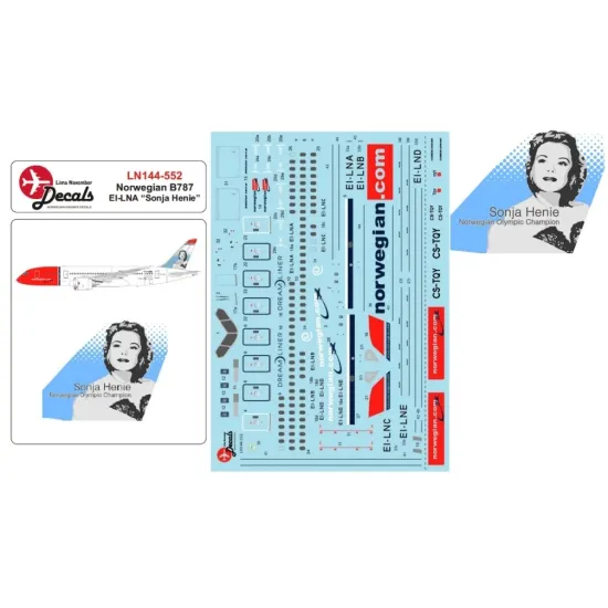 Lima November Decals 144-552 1/144 Norwegian B787 Ei-lna Sonja Henie