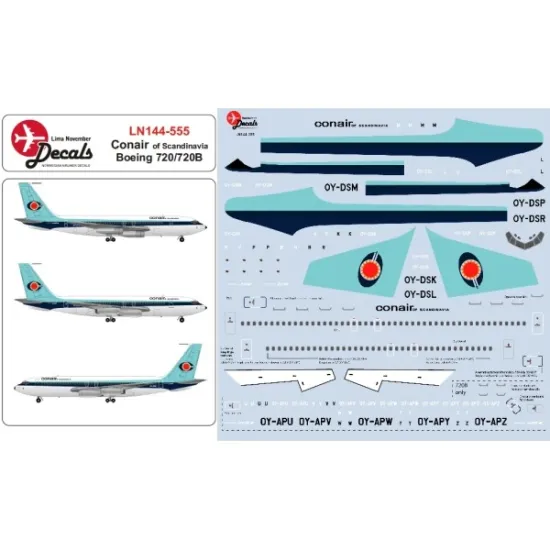 Lima November Decals 144-555 1/144 Conair Boeing 720/720bs