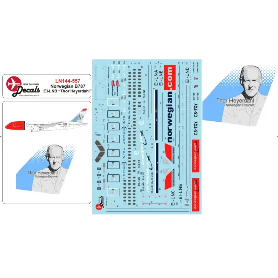 Lima November Decals 144-557 1/144 Norwegian B787 Ei-lnb Thor Heyerdahl