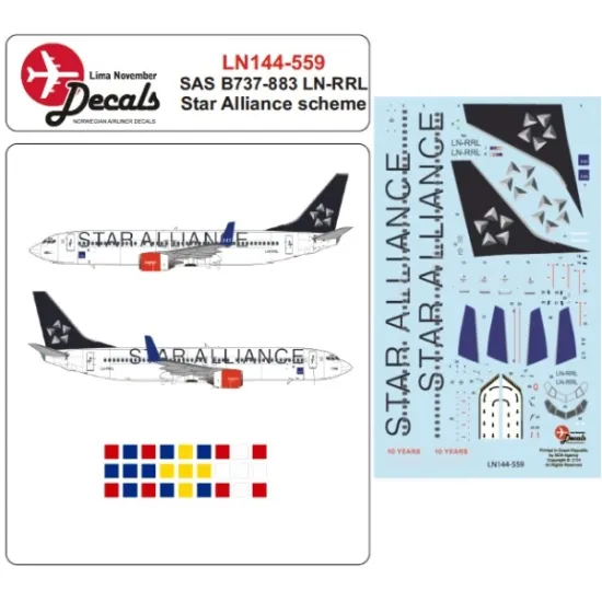 Lima November Decals 144-559 1/144 Sas B737-883 Ln-rrl In Star Alliance Cs