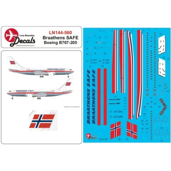 Lima November Decals 144-560 1/144 Braathens Safe B767-205