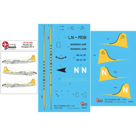 Lima November Decals 144-566 1/144 Nordic-air And Bergen Air Transport/Bat Dc-4
