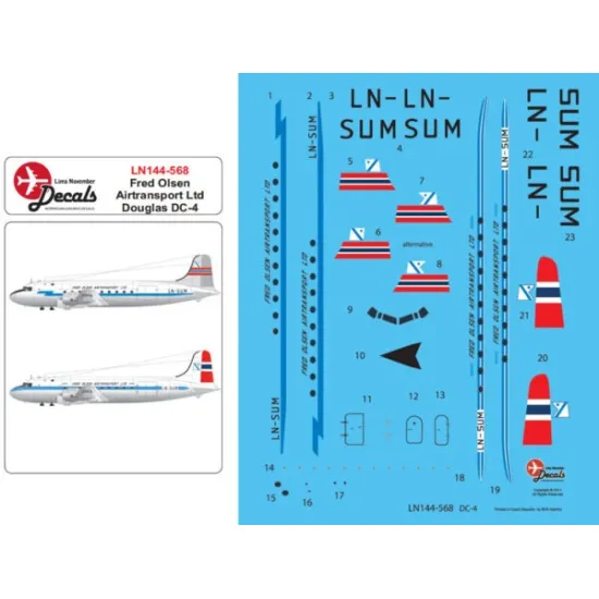 Lima November Decals 144-568 1/144 Fred Olsen Old And New Scheme For Dc-4