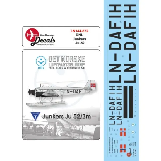 Lima November Decals 144-572 1/144 Dnl Junkers 52 Includes Masks For The Windows
