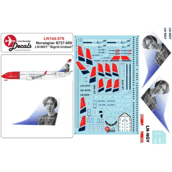 Lima November Decals 144-579 1/144 Norwegian B737-800 Ln-ngy Sigrid Undset