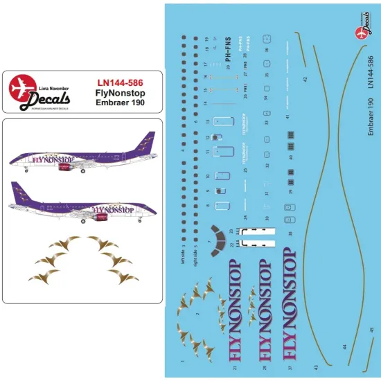 Lima November Decals 144-586 1/144 Fly Nonstop Embraer Emb190
