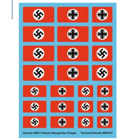 Techmod 48407 1/48 Decal For German Ww Ii Vehicle Recognition Drapes