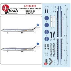 Lima November Decals 144-611 1/144 Swedair And Transwede Se210 10b3 Ln-bse