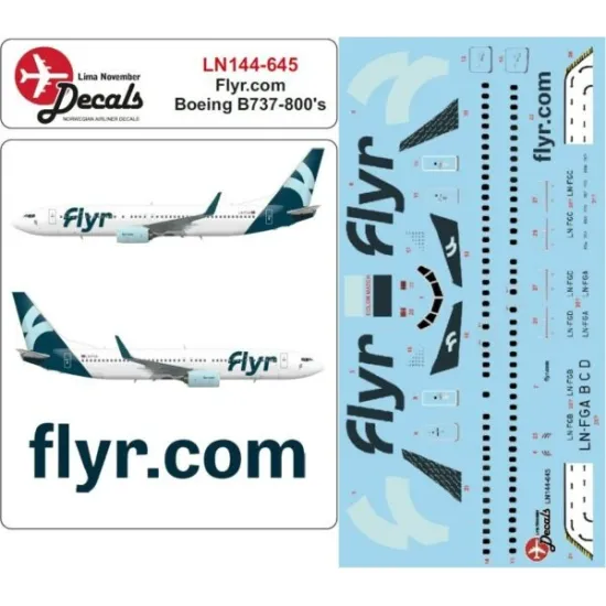Lima November Decals 144-645 1/144 Flyr B737-800