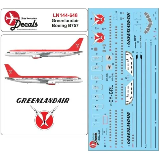 Lima November Decals 144-648 1/144 Greenlandair B757