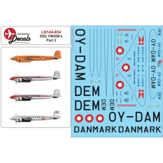 Lima November Decals 144-654 1/144 Ddl Fw200 Condor Part 2 With Masks For Windows