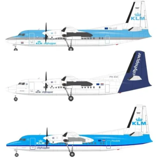 Lima November Decals 144-659 1/144 Klm Cityhopper Fokker 50 All 3 Schemes