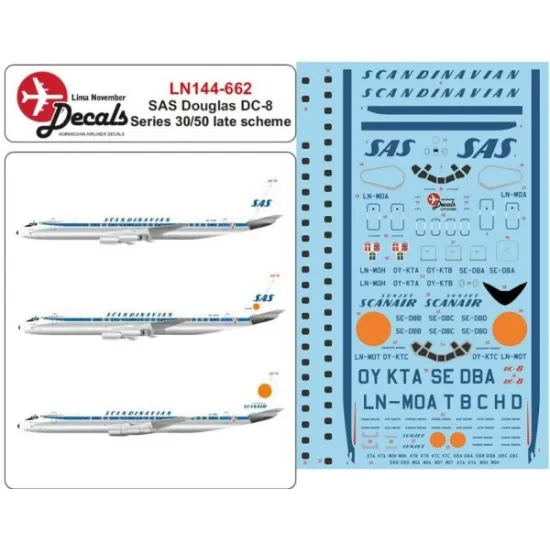 Lima November Decals 144-662 1/144 Sas Dc-8-30/50 Last Scheme