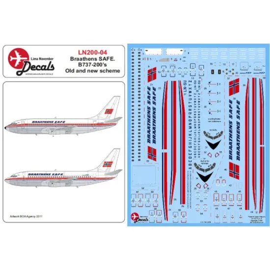 Lima November Decals 200-04 1/200 Braathens Safe B737-200 Old And New Scheme