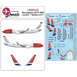 Lima November Decals 200-05 1/200 Norwegian B737-800w Ln-nol With The 6000th Tail