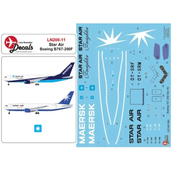 Lima November Decals 200-11 1/200 Star Air Boeing B767-200fs Old And New Scemes.