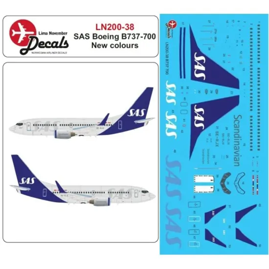 Lima November Decals 200-38 1/200 Sas B737-700 New Cs