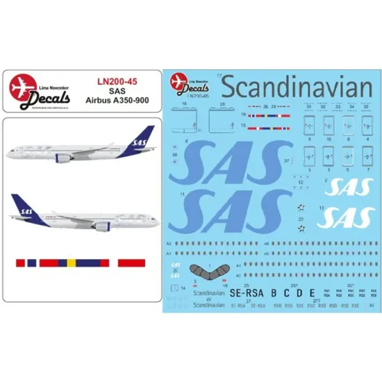 Lima November Decals 200-45 1/200 Sas Airbus A350-900