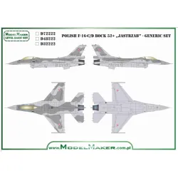Model Maker D48222 1/48 Polish F 16 C D Bock 52 Jastrzab Generic Set