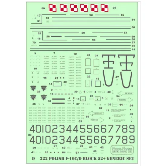 Model Maker D48222 1/48 Polish F 16 C D Bock 52 Jastrzab Generic Set