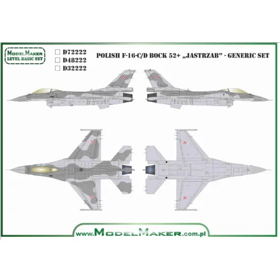 Model Maker D72222 1/72 Polish F-16-c/D Bock 52 Jastrzab Generic Set