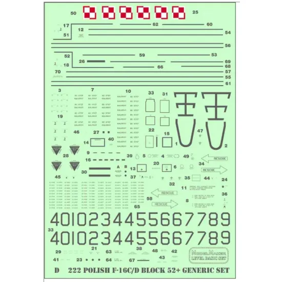 Model Maker D72222 1/72 Polish F-16-c/D Bock 52 Jastrzab Generic Set