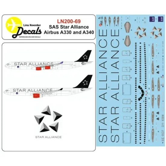 Lima November Decals 200-69 1/200 Sas A330/340 Star Alliance Cs