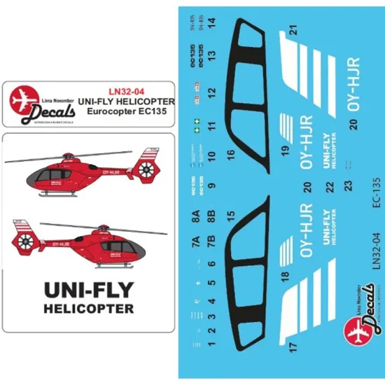 Lima November Decals 32-04 1/32 Uni-fly Helicopter Ec135