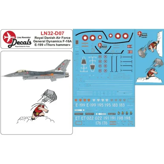 Lima November Decals 32-d07 1/32 Royal Danish Air Force F-16 Thors Hammer