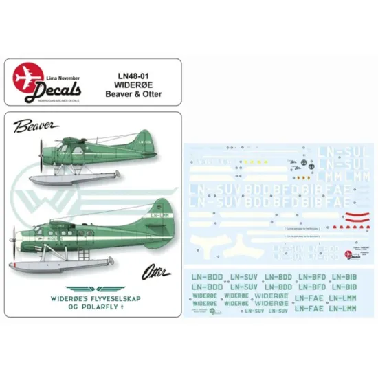 Lima November Decals 48-01 1/48 Wideroes Dhc-2 And Dhc-3, Includes Masks