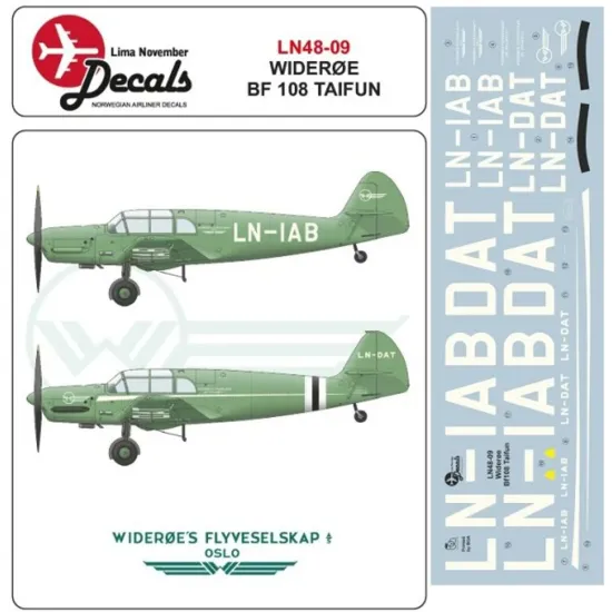 Lima November Decals 48-09 1/48 Wideroe Bf-108 Taifun