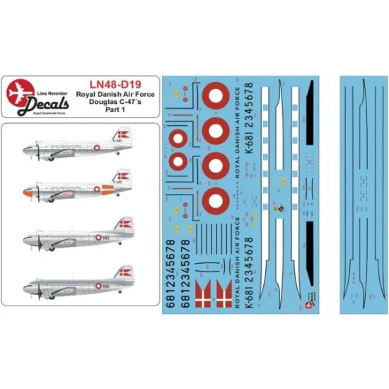 Lima November Decals 48-d19 1/48 Royal Danish Air C-47 Part 1