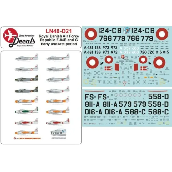 Lima November Decals 48-d21 1/48 Royal Danish Air F-84e/G Early And Late Period