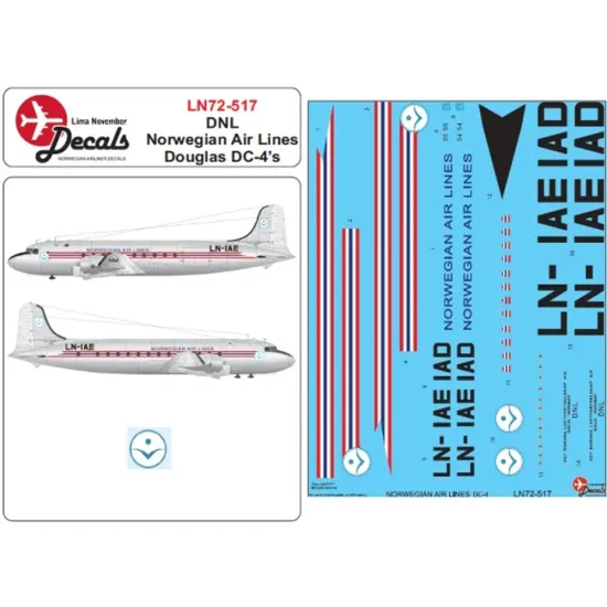 Lima November Decals 72-517 1/72 Dnl Norwegian Air Lines