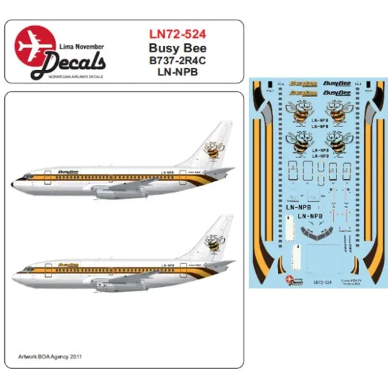 Lima November Decals 72-524 1/72 Busy Bee B737-200