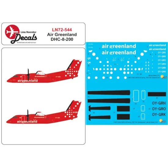 Lima November Decals 72-544 1/72 Air Greenland Dhc-8-100