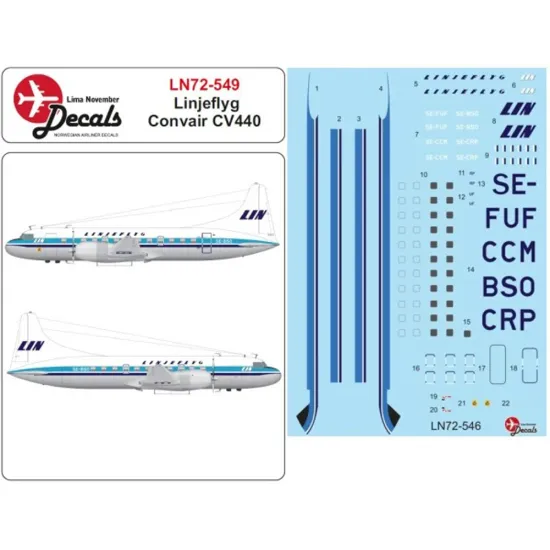 Lima November Decals 72-549 1/72 Linjeflyg Convair Cv440