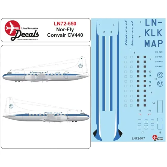 Lima November Decals 72-550 1/72 Nor-fly Convair Cv440