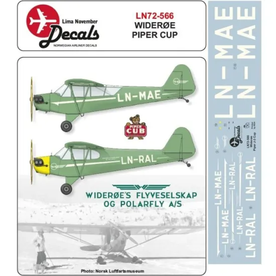 Lima November Decals 72-566 1/72 Wideroe Piper J-3 Cub With Masks